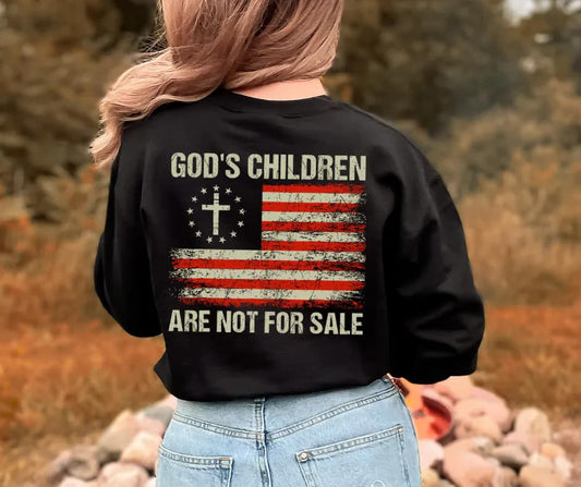 GOD's Children Are Not For Sale - Cross w/American Flag