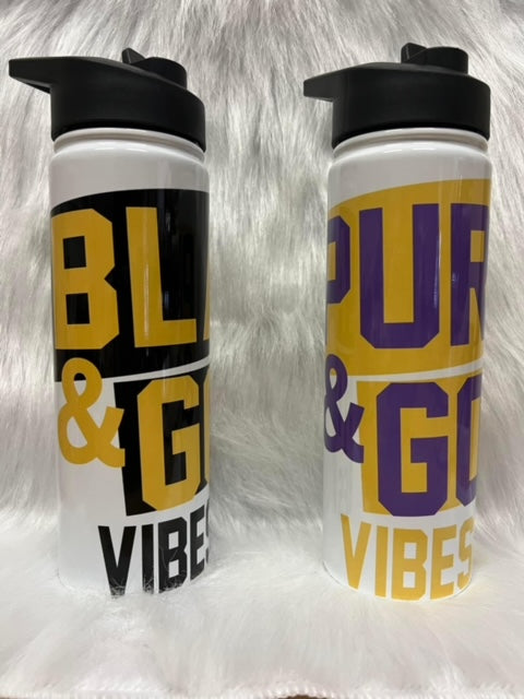 Black & Gold Vibes Water Bottle